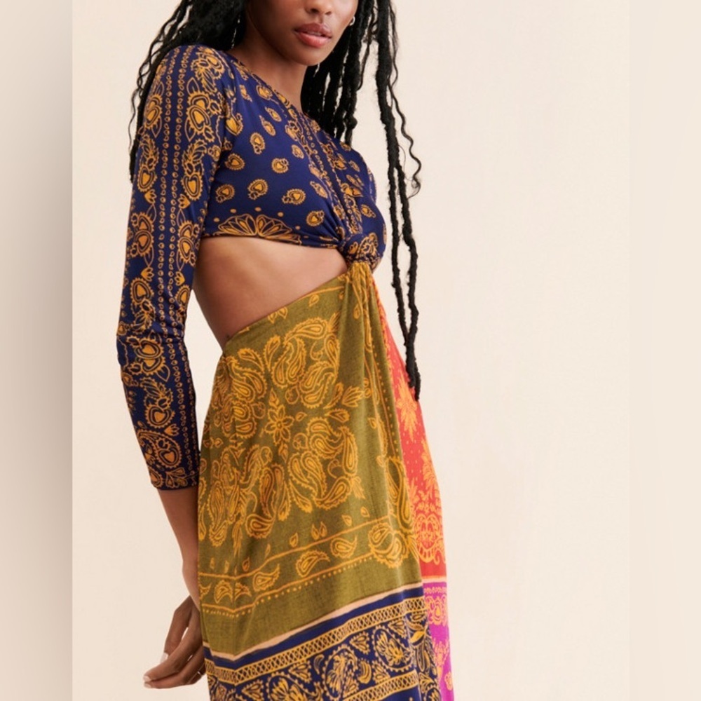 Farm Rio Bandana Dream Cut Out Maxi Dress Size M - Picture 11 of 14